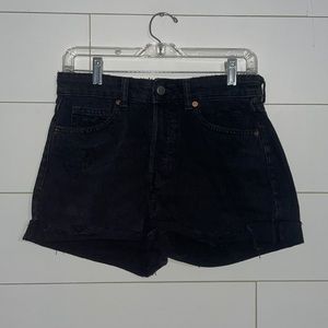 H&M Denim High-Rise Ripped Jean Shorts Black Wash 8 #0071